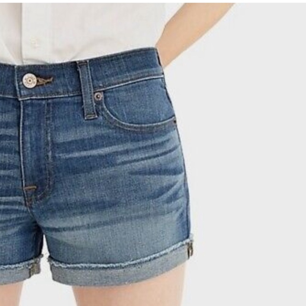 J. Crew Blue Jean Shorts with Cuffed Raw Hem